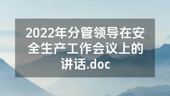 2022年分管领导在安全生产工作会议上的讲话.doc