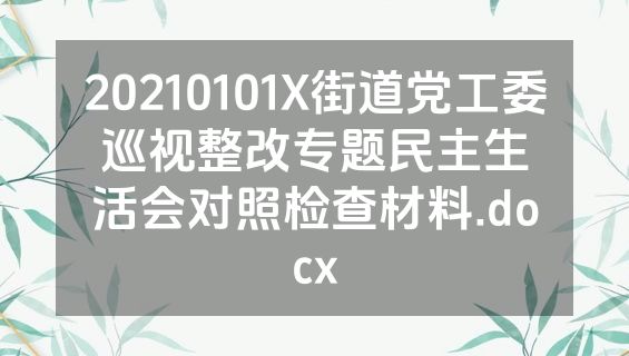 20210101X街道党工委巡视整改专题民主生活会对照检查材料.docx