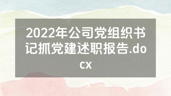 2022年公司党组织书记抓党建述职报告.docx