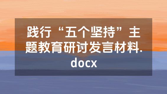 践行“五个坚持”主题教育研讨发言材料.docx