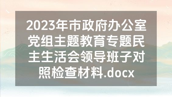 2023年市政府办公室党组主题教育专题民主生活会领导班子对照检查材料.docx