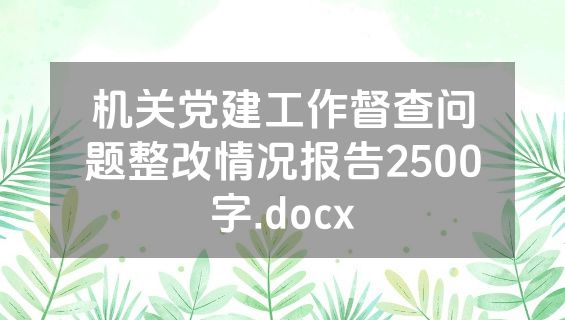 机关党建工作督查问题整改情况报告2500字.docx