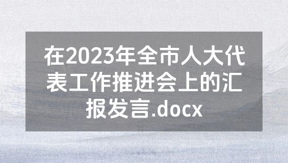 在2023年全市人大代表工作推进会上的汇报发言.docx