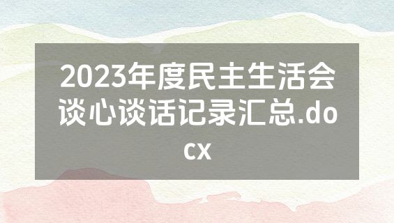 2023年度民主生活会谈心谈话记录汇总.docx