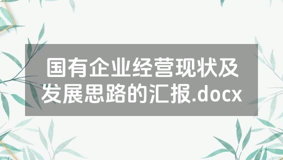 国有企业经营现状及发展思路的汇报.docx