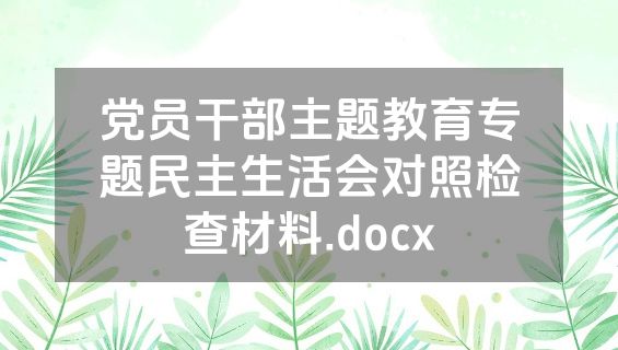 党员干部主题教育专题民主生活会对照检查材料.docx