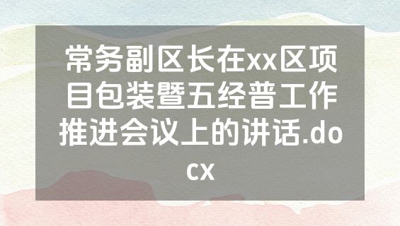 常务副区长在xx区项目包装暨五经普工作推进会议上的讲话.docx