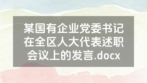 某国有企业党委书记在全区人大代表述职会议上的发言.docx