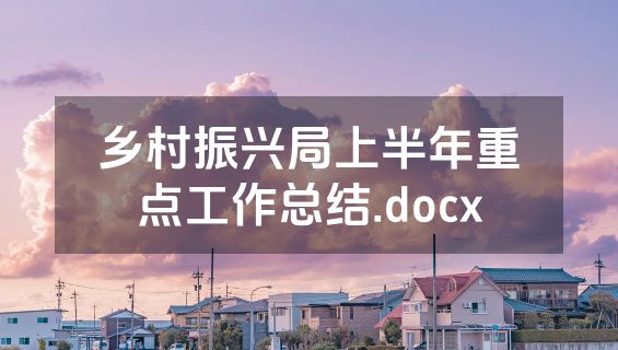 乡村振兴局上半年重点工作总结.docx