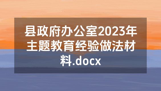 县政府办公室2023年主题教育经验做法材料.docx