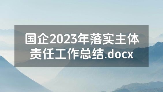 国企2023年落实主体责任工作总结.docx