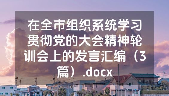 在全市组织系统学习贯彻党的大会精神轮训会上的发言汇编（3篇）.docx