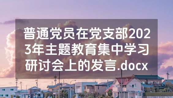 普通党员在党支部2023年主题教育集中学习研讨会上的发言.docx