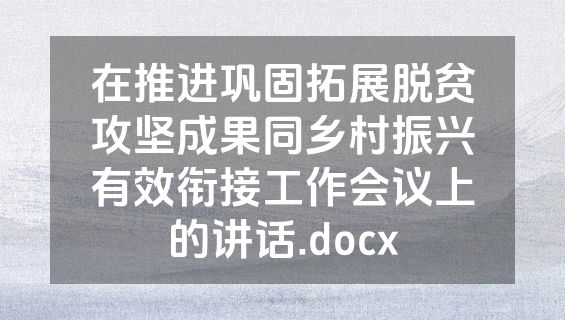 在推进巩固拓展脱贫攻坚成果同乡村振兴有效衔接工作会议上的讲话.docx