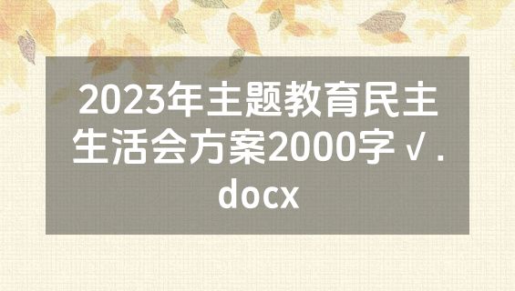 2023年主题教育民主生活会方案2000字√.docx