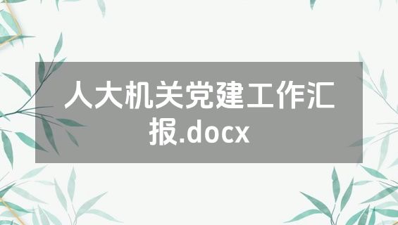 人大机关党建工作汇报.docx