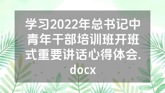 学习2022年总书记中青年干部培训班开班式重要讲话心得体会.docx