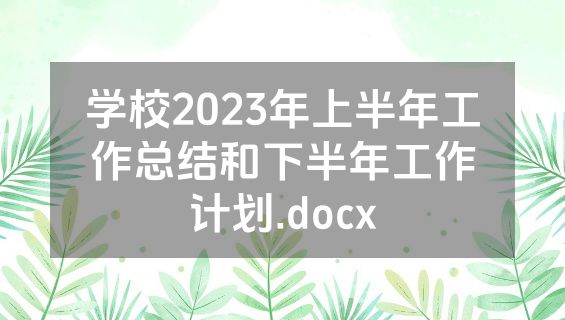 学校2023年上半年工作总结和下半年工作计划.docx