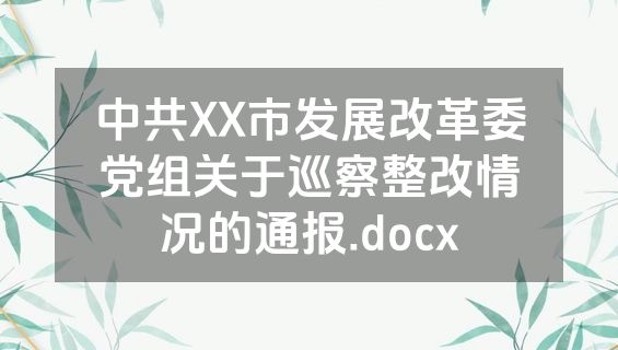 中共XX市发展改革委党组关于巡察整改情况的通报.docx