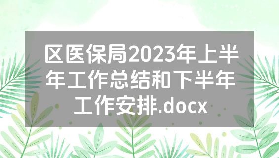 区医保局2023年上半年工作总结和下半年工作安排.docx