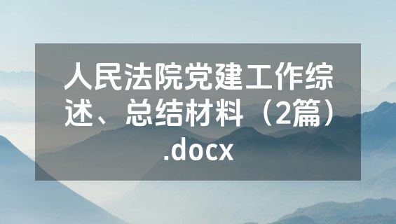 人民法院党建工作综述、总结材料（2篇）.docx