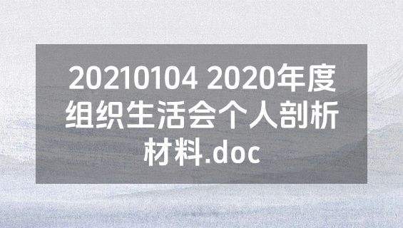 20210104 2020年度组织生活会个人剖析材料.doc