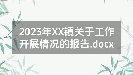 2023年XX镇关于工作开展情况的报告.docx