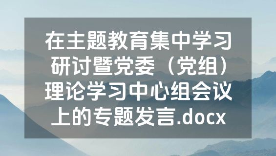 在主题教育集中学习研讨暨党委（党组）理论学习中心组会议上的专题发言.docx