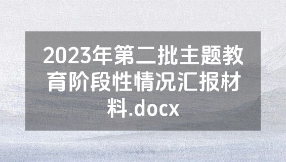 2023年第二批主题教育阶段性情况汇报材料.docx