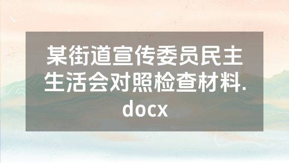 某街道宣传委员民主生活会对照检查材料.docx