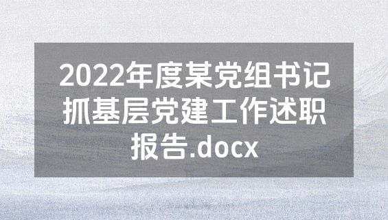 2022年度某党组书记抓基层党建工作述职报告.docx