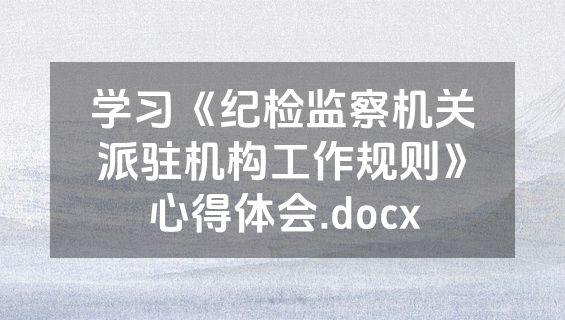 学习《纪检监察机关派驻机构工作规则》心得体会.docx