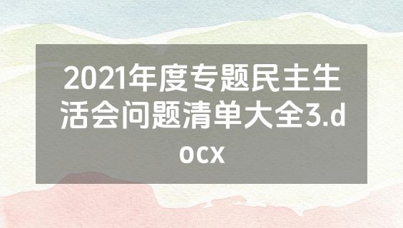2021年度专题民主生活会问题清单大全3.docx