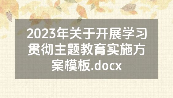 2023年关于开展学习贯彻主题教育实施方案模板.docx