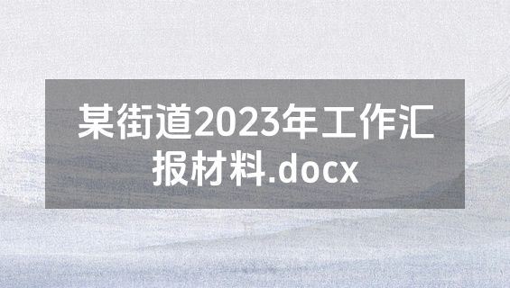 某街道2023年工作汇报材料.docx