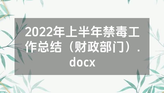2022年上半年禁毒工作总结（财政部门）.docx