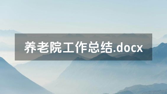 养老院工作总结.docx