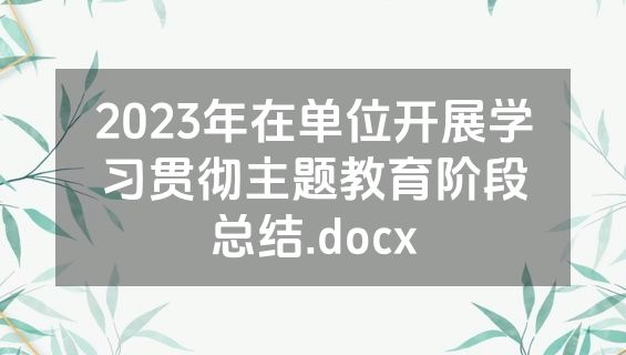 2023年在单位开展学习贯彻主题教育阶段总结.docx