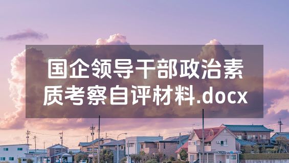 国企领导干部政治素质考察自评材料.docx