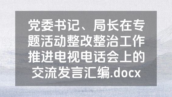 党委书记、局长在专题活动整改整治工作推进电视电话会上的交流发言汇编.docx