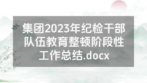 集团2023年纪检干部队伍教育整顿阶段性工作总结.docx