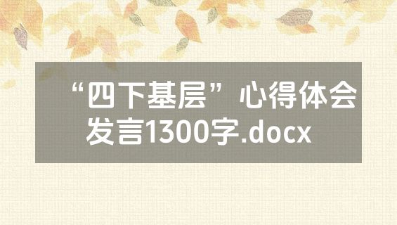 “四下基层”心得体会发言1300字.docx