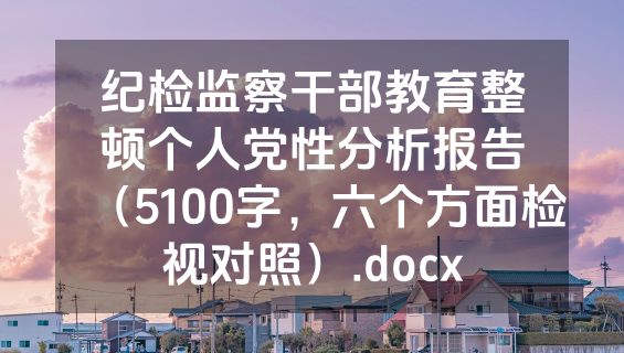 纪检监察干部教育整顿个人党性分析报告（5100字，六个方面检视对照）.docx