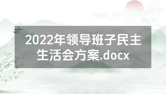 2022年领导班子民主生活会方案.docx