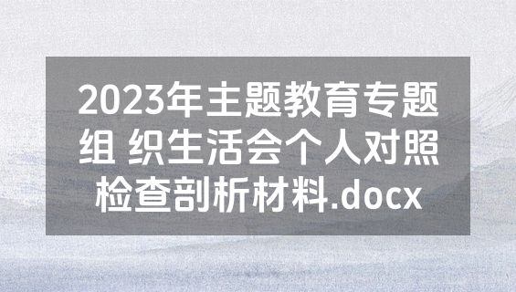 2023年主题教育专题组 织生活会个人对照检查剖析材料.docx