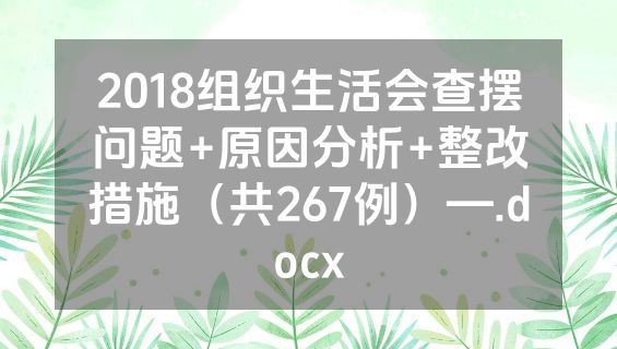 2018组织生活会查摆问题+原因分析+整改措施（共267例）—.docx