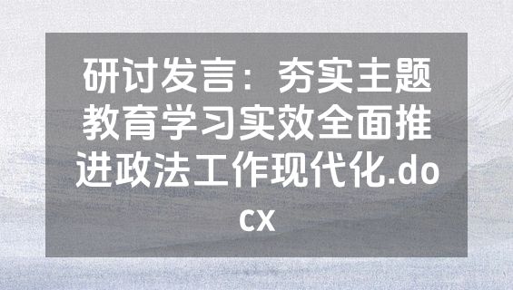 研讨发言：夯实主题教育学习实效全面推进政法工作现代化.docx