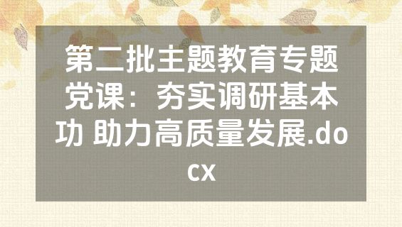 第二批主题教育专题党课：夯实调研基本功 助力高质量发展.docx