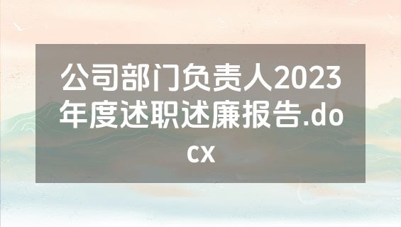 公司部门负责人2023年度述职述廉报告.docx
