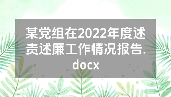 某党组在2022年度述责述廉工作情况报告.docx